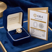 Bague OUGEPHELI VVS1 GRA en Moissanite Ovale, Testée au Diamant, en Argent S925, Motif Étoile et Tournesol, Collection Cluster