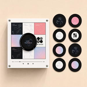 Imán Giratorio Acrílico para Refrigerador con NFC y Luz Nocturna, Reproductor Automático de Música con Arte de Álbumes de BTS para Amantes de <span class=keywords><strong>la</strong></span> Música (9 Canciones) - Product Image 1