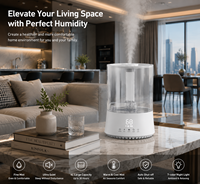 Humidificateur d'air ultrasonique intelligent 4L à brume chaude et froide avec minuterie 12H, affichage numérique et diffuseur d'arômes pour la maison et la chambre
