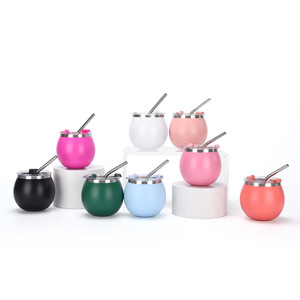 Stainless Steel Insulated Tumbler 304 Double Wall Vacuum With Straw Travel Cup Round Mini Egg Shape - Product Image 1