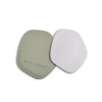 Nouveau design personnalisé, mini miroir de poche carré en acier inoxydable et cuir PU, à une seule face