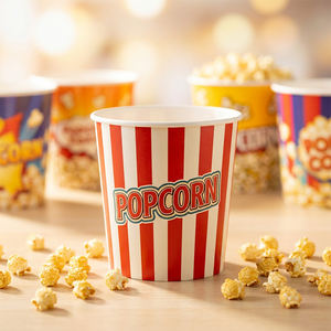 Boîte à popcorn en papier écologique de qualité alimentaire avec logo imprimé personnalisé, couleur, taille et design pour les concessions de cinéma - Product Image 1