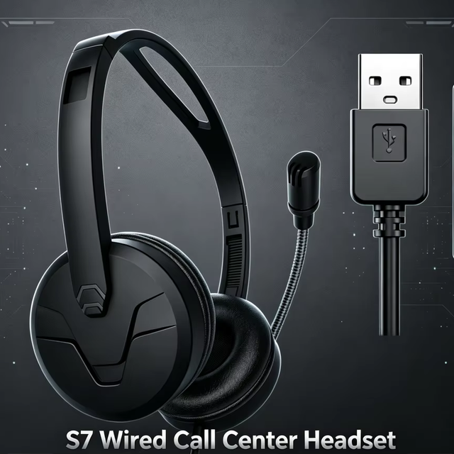 Hot Sale Over Ear Wired Call Center Headset with Adjustable Headband & Omnidirectional Mic USB Cable with Button Siberia S7