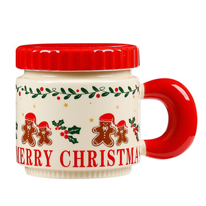 Tazas de Agua Personalizadas de Cerámica con Tapa, Estilo Nórdico, Lindas, para Navidad, Tazas de Café de Recuerdo - Product Image 1