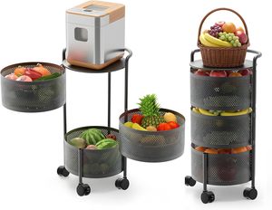 3/4/5 Tier Foldable Carbon Steel <b>Kitchen</b> <b>Storage</b> Rack with Wheels Modern Design Corrosion Protection <b>for</b> Food Containers - Product Image 1