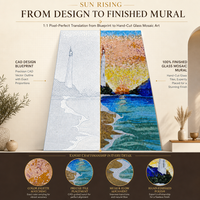 Mosaik Kaca Mercusuar Pantai Sunrise Grosir Langsung dari Pabrik, Seni Mural Parquet Mosaik, Ubin Mosaik untuk Backsplash Ruang Tamu dan Lobi