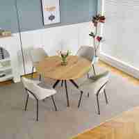 Table à manger moderne de luxe en gros pour 4 chaises, plateau en pierre frittée, pieds en métal, mobilier de salle à manger pour hôtel et appartement