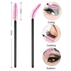 Mascara en gros Pinky Leem, brosses pour les yeux, porte-clés pour les cils, poignée transparente écologique, noir rose, baguettes à mascara en silicone réutilisables - Product Image 3
