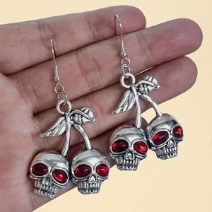 Punk Skull Cherry Dangle <b>Earrings</b> Gothic Skeleton Pendant <b>Earring</b> Hip Hop Jewelry for Women Men Halloween Party Decor Jewelry - Product Image 5