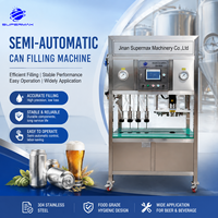 Machine de remplissage et de sertissage semi-automatique isobare à contre-pression pour canettes en aluminium, 4 têtes, pour brasserie, bière artisanale, mise en conserve, personnalisable