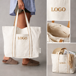 Best Seller <b>Large</b> Capacity <b>Shoulder</b> <b>Bag</b> Long Handle Multiple Pockets Canvas Tote <b>Bag</b> With Embroidery/Printed Logo - Product Image 3