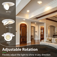 Plafonnier LED encastré orientable de 4 pouces, 9W, étanche, avec boîtier J, homologué IC