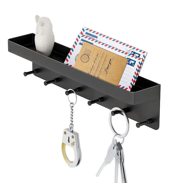 OEM Premium Quality Schlüssel halter Edelstahl Mail Organizer und Key Rack Tray mit 6 Haken Wand schlüssel halter