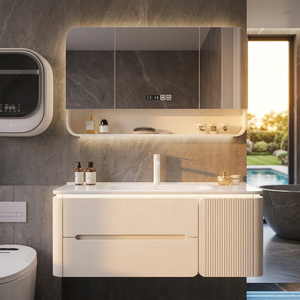 Mueble de Baño con Espejo LED Inteligente, Estilo Crema, Montado en la Pared, Personalizado de Fábrica, para Hogar y Hotel - Product Image 1