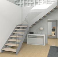 Escalier en bois pliant d'intérieur en granit et en dalle de noyer, design économique, escalier flottant et droit