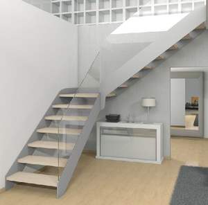 Escadas de Madeira Dobráveis Internas de Design Econômico em Laje de Nogueira e Granito, Escadas Flutuantes e Retas - Product Image 6