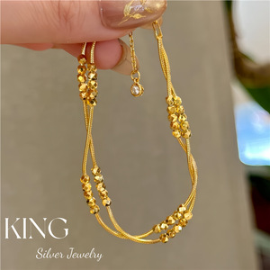 King Silver Jewelry Gold Plated S925 Silver <b>Rope</b> Chain <b>Bracelet</b> Geometric Everyday Wear Unisex Fine Chain <b>Bracelet</b> - Product Image 1