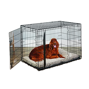 Caisse classique de luxe pour chien de compagnie pliable Type pratique de maison pour chien avec cadre en fil d'acier à motif solide Plateau en plastique Style simple - Product Image 2