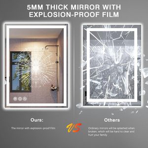 <span class=keywords><strong>Espejo</strong></span> de baño antiniebla moderno, sensor táctil de brillo, montado <span class=keywords><strong>en</strong></span> <span class=keywords><strong>la</strong></span> pared, iluminado, inteligente, sin marco, <span class=keywords><strong>espejo</strong></span> Led de baño con Bluetooth - Product Image 2