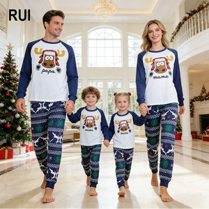 RUIQUWIN Ensemble de pyjama personnalisé pour femme et adulte, motif dessin animé, respirant, taille élastique, doux, assorti pour la famille, avec motif sur le devant - Product Image 1