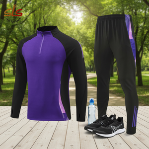 Ensemble de survêtement de <span class=keywords><strong>football</strong></span> pour hommes, jeunes et décontractés, 100% polyester, uniforme personnalisé, sweat à capuche zippé intégral - Product Image 2