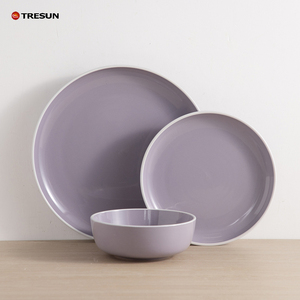 18 Piece Sample Available Restaurant <b>Dinnerware</b> <b>Sets</b> White Edge Ceramic Tableware <b>Set</b> Light Purple Modern <b>Dinnerware</b> <b>Set</b> <b>for</b> <b>6</b> - Product Image 2