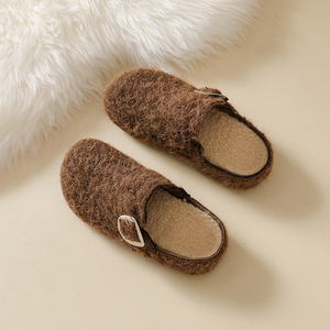 New Ecofriendly Women <strong>Felt</strong> <strong>Clogs</strong> Plush Inside Winter Warm Shoes Outdoor Slip-on Cute Buckle Fur Girls Mules Low Price Export - Product Image 4