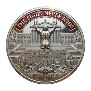 Moneda Conmemorativa Temática del 50 Aniversario de Stock Rocky Liberty Champion, Artesanía Metálica, Recuerdo Inspirador, Artículo Coleccionable - Product Image 3