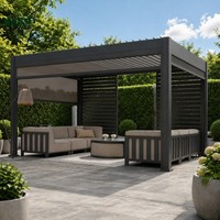 Pergola bioclimatique en aluminium à lames motorisées, toit ouvrant de luxe pour terrasse extérieure, auvent imperméable, gazebo électrique
