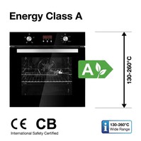 Four encastrable mural grande capacité Cavallo 69L, 6 fonctions, gaz, électrique, convection, rôtissoire, classe énergétique A+