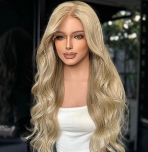 Pelucas de Cabello Virgen Largo Rubio Claro Natural al por Mayor, Grado 12A Premium, Cutícula Completa Alineada, Encaje <span class=keywords><strong>Transparente</strong></span> HD, 150% Densidad Media - Product Image 2