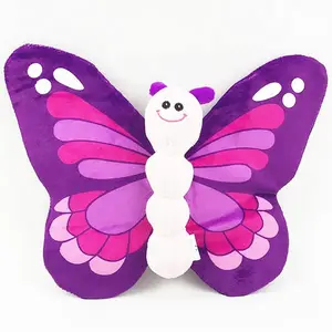 Wholesale custom pretty stuffed plush butterfly toy soft cartoon flying plush butterfly pet toy