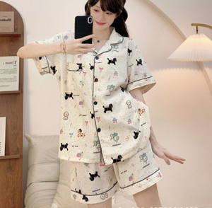 Pigiama da Donna Traspirante Nuovo Stile con Bottoni e Risvolto, Set Due Pezzi Comodo - Product Image 3