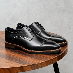 Nouveauté, best-seller : chaussures basses pour homme, style anglais, entièrement en cuir de vache, à trois clips, style à bride avant, respirantes, pour le travail - Product Image 6