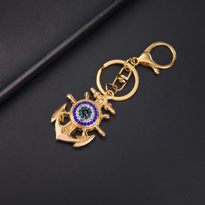 Llavero al por mayor con ancla de barco de diamantes de imitación, colgante de cristal con forma de ojo de <span class=keywords><strong>diablo</strong></span>, accesorios de regalo - Product Image 2