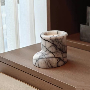 Porte-bougie en marbre naturel de luxe, forme irrégulière unique, pot à bougie pour la décoration de la maison, conteneur pour bougie d'aromathérapie - Product Image 1