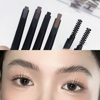 Crayon à sourcils OEM 2-en-1 végan imperméable et cosmétique maquillage des yeux double tête coiffant la poudre de gel naturel rehausseurs de sourcils permanents