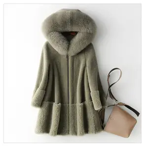China manufacturers newest coat fur women Zipper with hat fur coat women winter elegant fur coat real