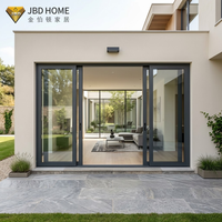 Porte coulissante en aluminium à cadre mince à rupture de pont thermique NFRC, porte patio à double vitrage robuste pour maison de luxe
