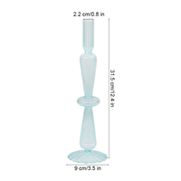 Bougeoir soufflé à la main bleu rayures verticales conception chandelier pilier en verre borosilicate pour la décoration de fête de mariage à la maison