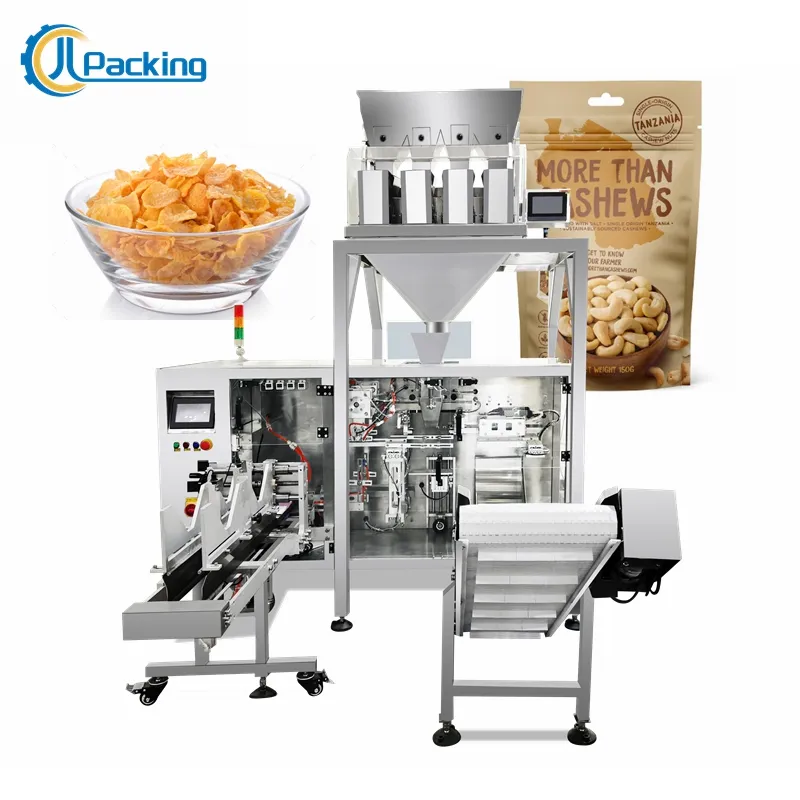 Bolsa automática con cremallera Sellador Doypack Alimentos Granola Cereales Máquina de envasado de avena Máquina de envasado de bolsas prefabricadas horizontales