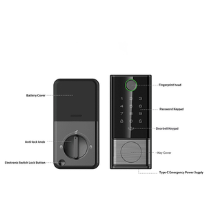 Vertexis Tuya Smart Deadbolt Lock Fingerprint RFID Card Unlock Keyless <strong>Entry</strong> Wi-Fi Cloud Storage Wooden Doors Home Safety - Product Image 4