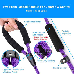 Correa de perro de primera calidad con mango acolchado cómodo Longitud ajustable Múltiples opciones de color y correa de perro de material de cuerda duradera - Product Image 4