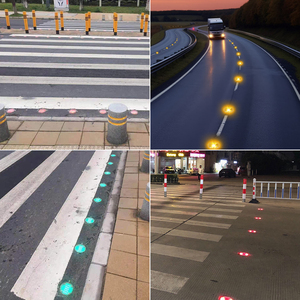 Lampe solaire encastrée ronde pour allée, marqueur de route solaire à LED, lumière clignotante pour route, type œil de chat - Product Image 3