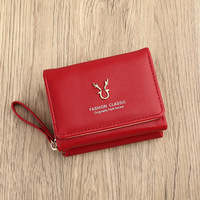 Dompet Koin Pendek Kulit PU Warna-warni Model Terbaru Laris untuk Wanita, Tempat Kartu, Dompet Kecil Wanita, Dompet Mini Hasp