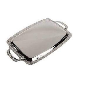 Plateau en métal en aluminium Style traditionnel Fête de mariage Plateau de table fait main avec poignée décorative - Product Image 4