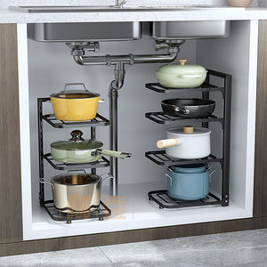 Stainless Steel Pot Rack Cookware Storage Multi Tier <b>Adjustable</b> Cabinet Organizer For Kitchen Countertop - Product Image 1