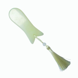 Elegant Pure Xiuyu <b>Jade</b> Gua Sha Massager Fish-Design Facial Scraper with Silk Tassel for Spa and Home Ornament - Product Image 6