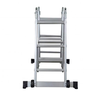 Échelle pliable multi-positions 4x3 avec charnières renforcées, antidérapante, stabilisateurs en aluminium antirouille pour escalier, utilisation en supermarché, conforme à la norme EN 131