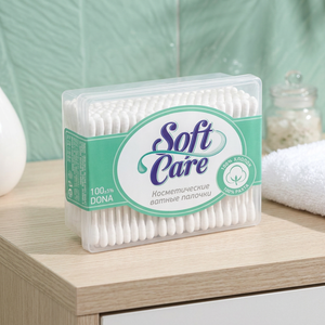 SoftCare Biodegradable Cotton Swabs 100pcs Smooth Soft Hygienic Double Tip <b>Ear</b> <b>Cleaning</b> Sticks 125mm Plastic Handle Bulk Supply - Product Image 2